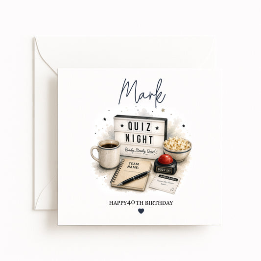 Personalised Quiz Night Birthday Card