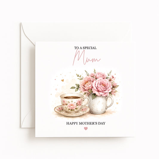 Teacup Flowers Mother’s Day Card