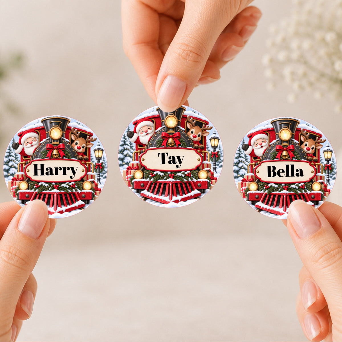 Train Christmas Stickers