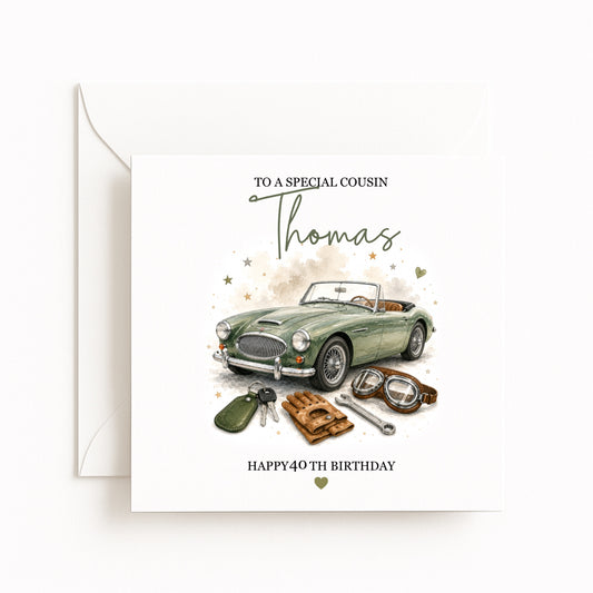 Personalised Vintage Car Birthday Card