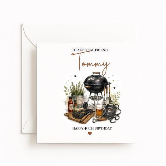Personalised BBQ Birthday Card