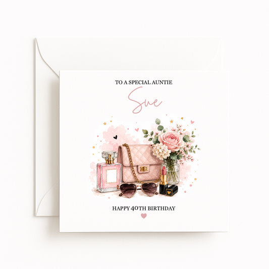 Perfume & Sunglasses Birthday Card
