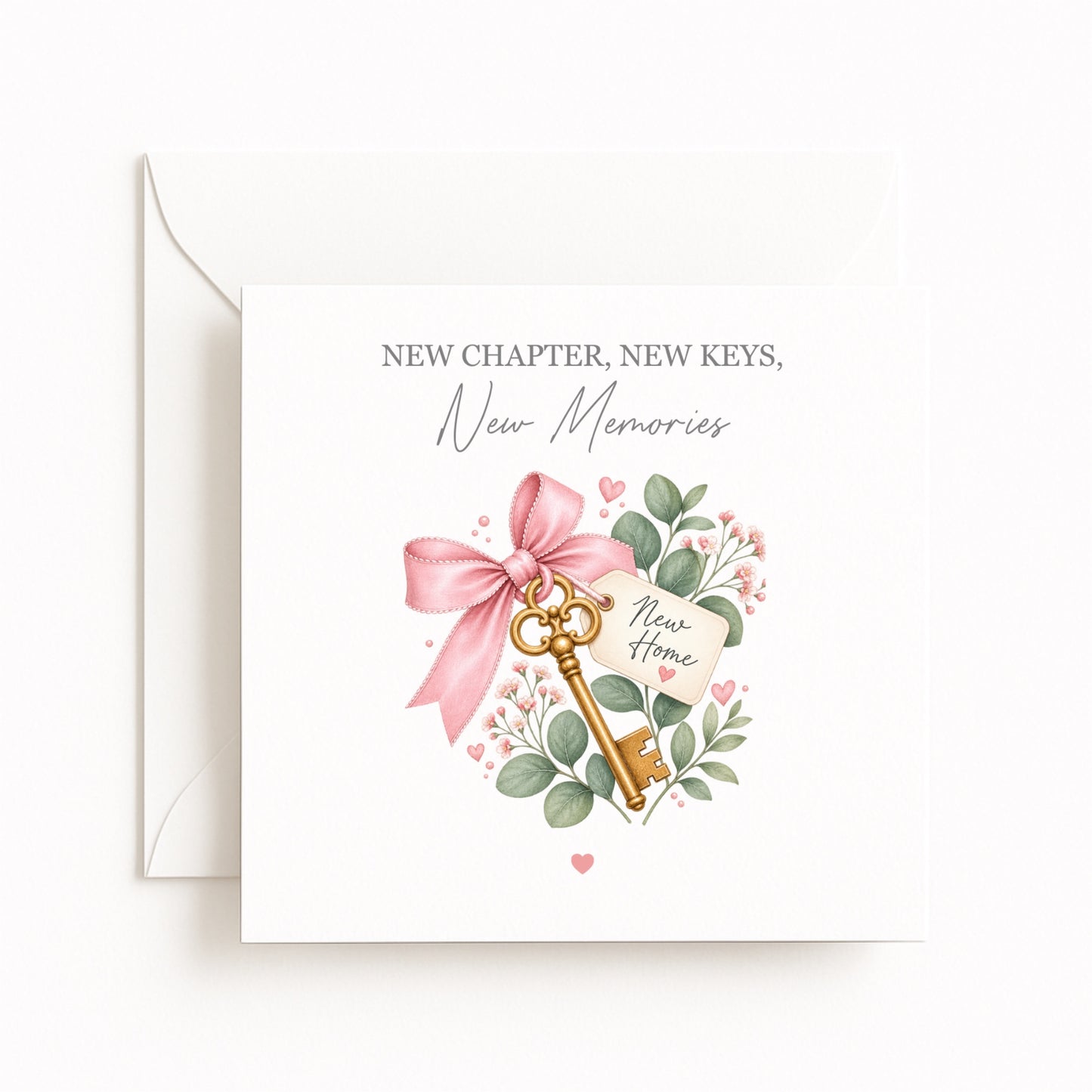 Pink Ribbon Keys New Home Card