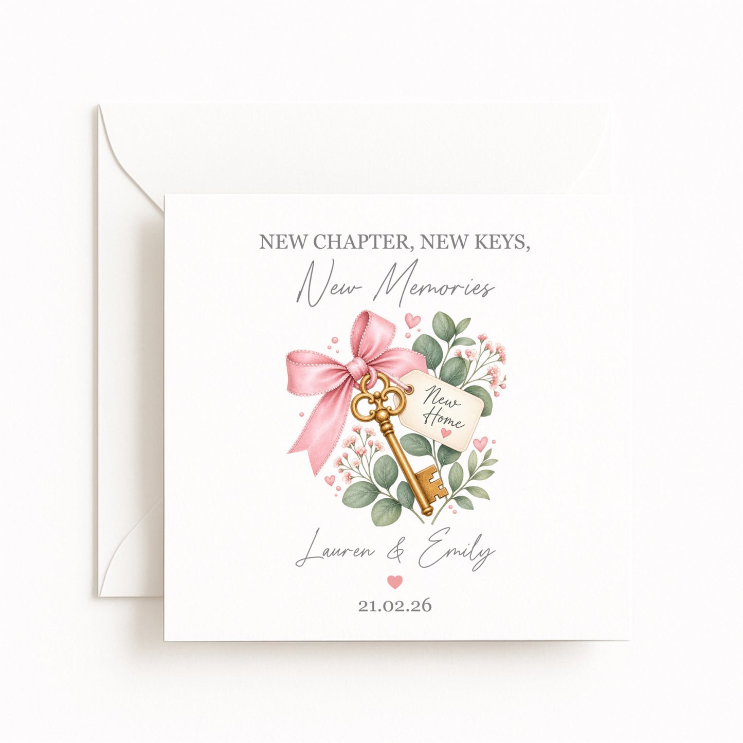 Pink Ribbon Keys New Home Card