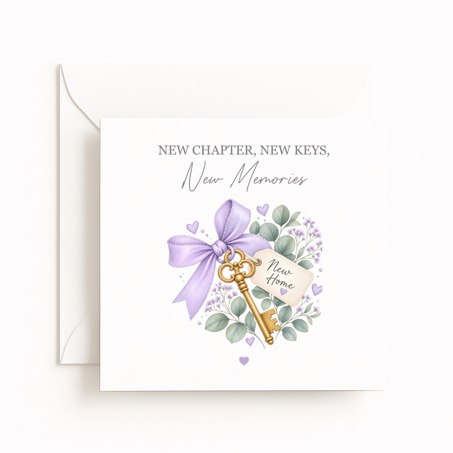 Lilac Ribbon Keys New Home Card