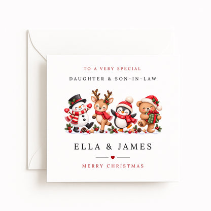 Snowman, Reindeer, Penguin & Teddy Christmas Card