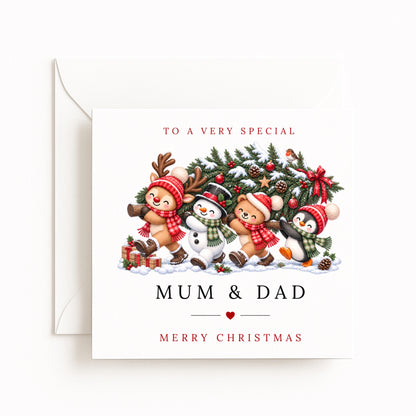 Friends With Tree Christmas Card