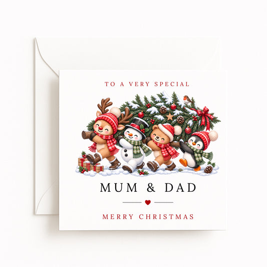 Friends With Tree Christmas Card