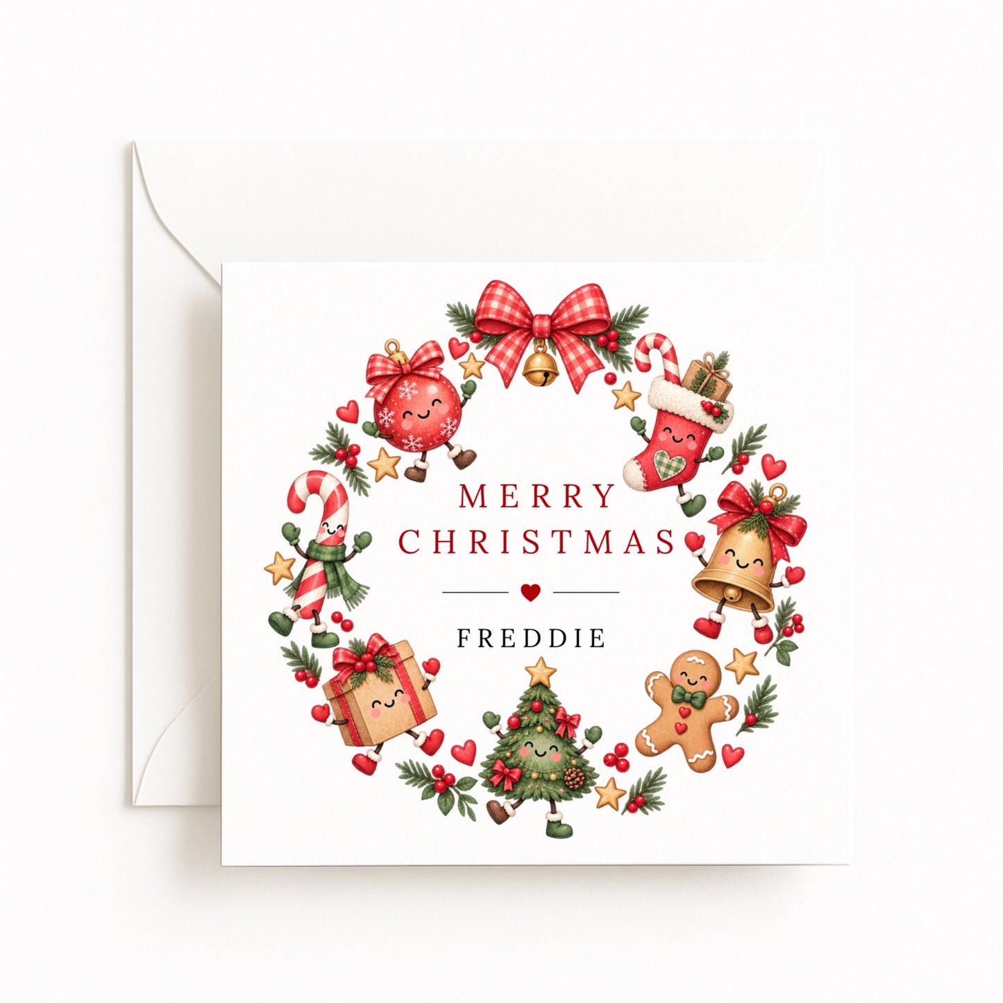 Festive Pals Wreath Christmas Card