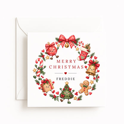 Festive Pals Wreath Christmas Card