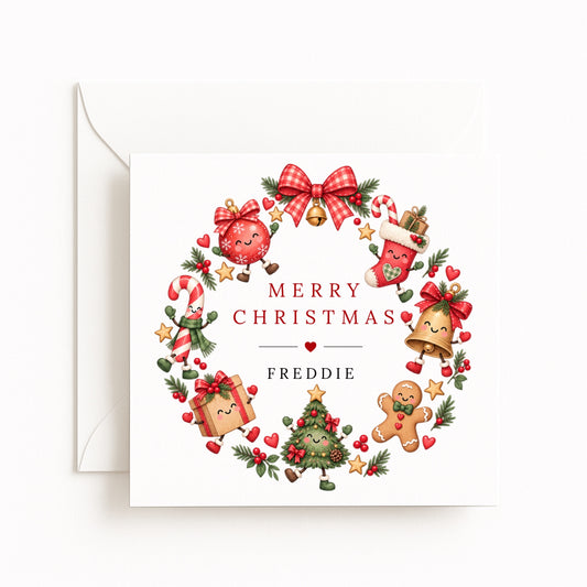 Festive Pals Wreath Christmas Card