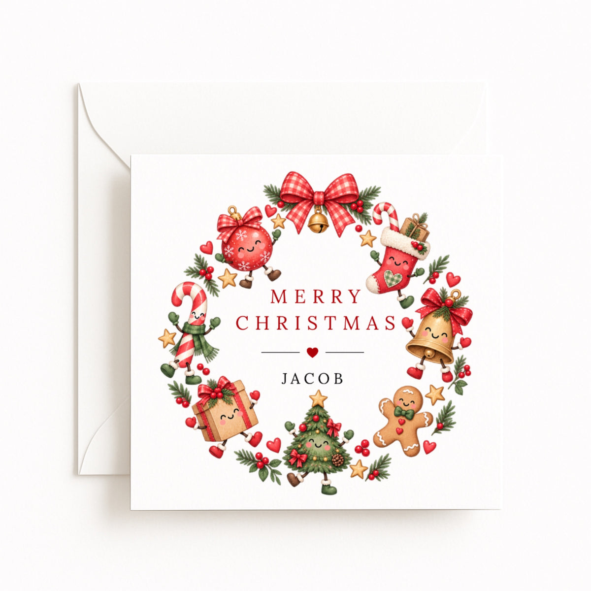 Festive Pals Wreath Christmas Card