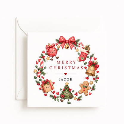 Festive Pals Wreath Christmas Card