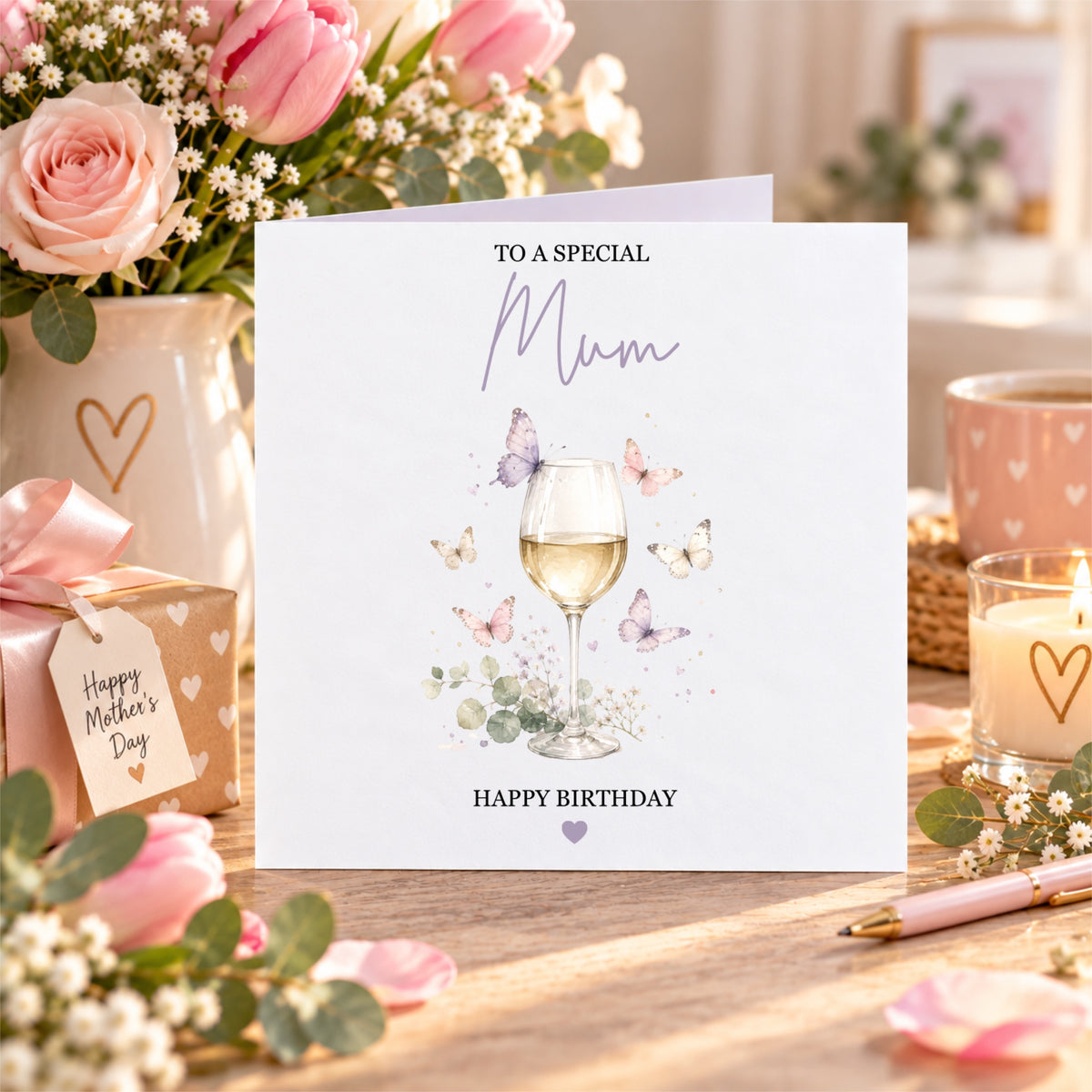 Wine & Butterflies Mother’s Day Card