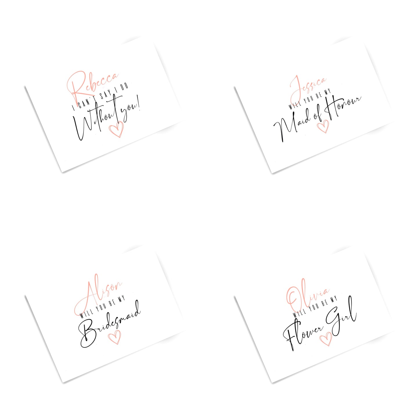 Personalised Bridal Party Cards