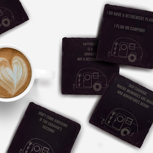 Caravan Themed Slate Coasters