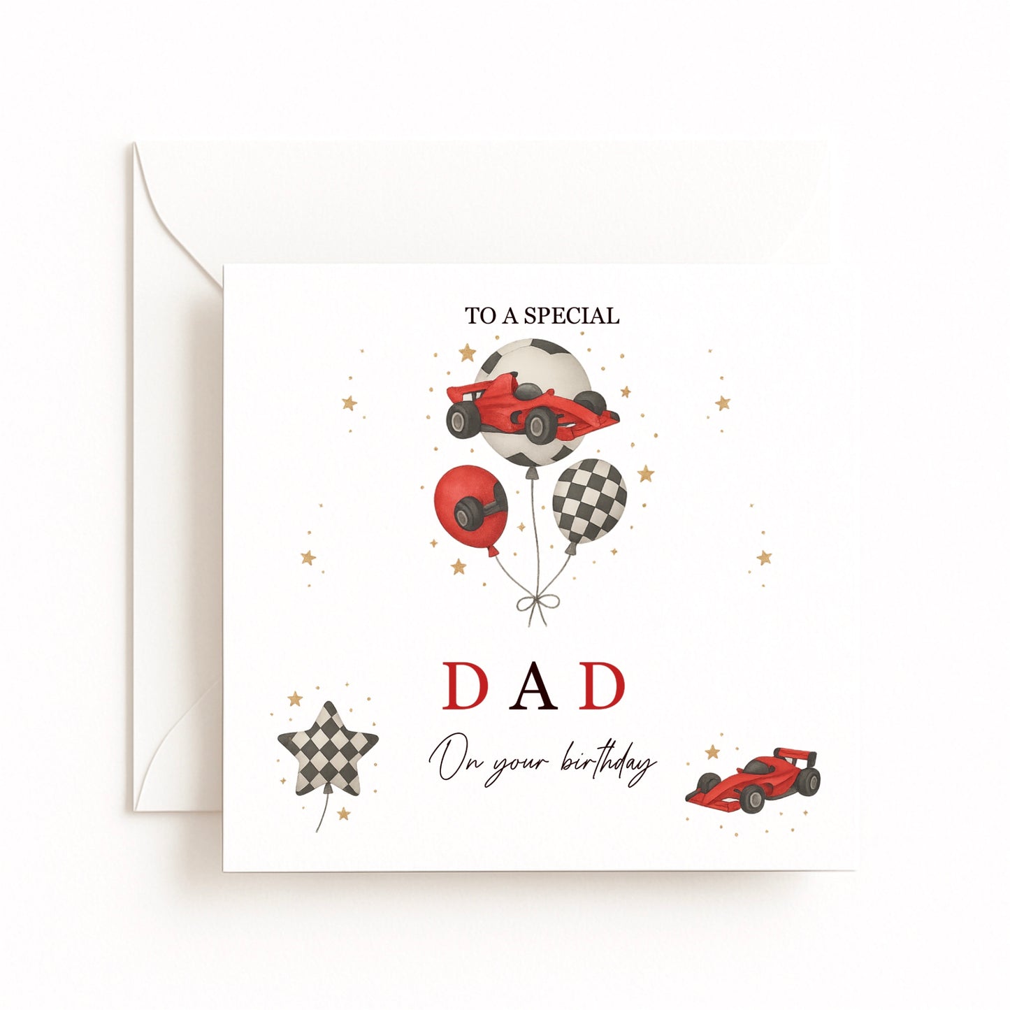 Personalised Formula One Racing Car Birthday Card