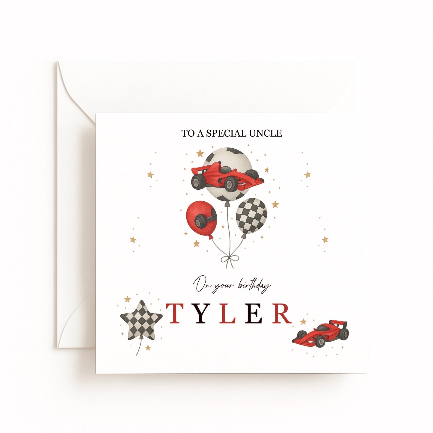 Personalised Formula One Racing Car Birthday Card