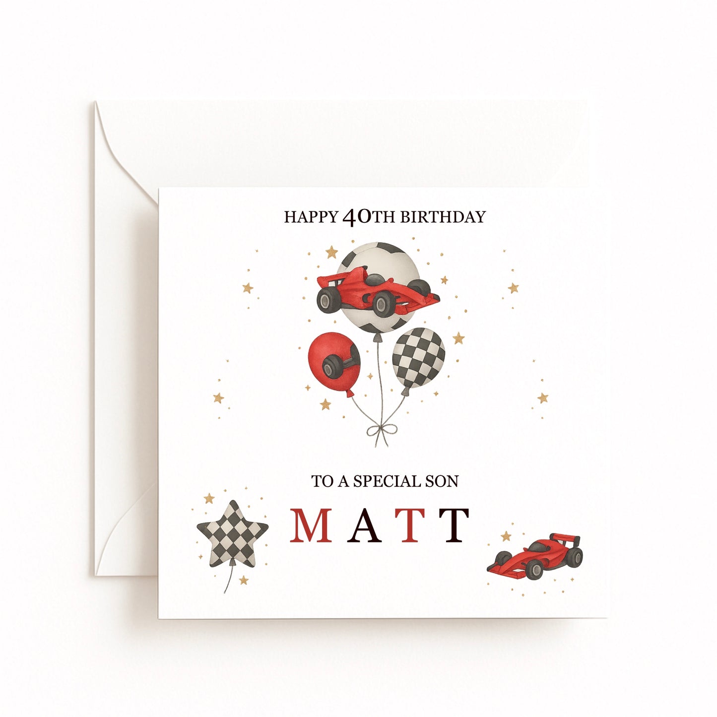 Personalised Formula One Racing Car Birthday Card