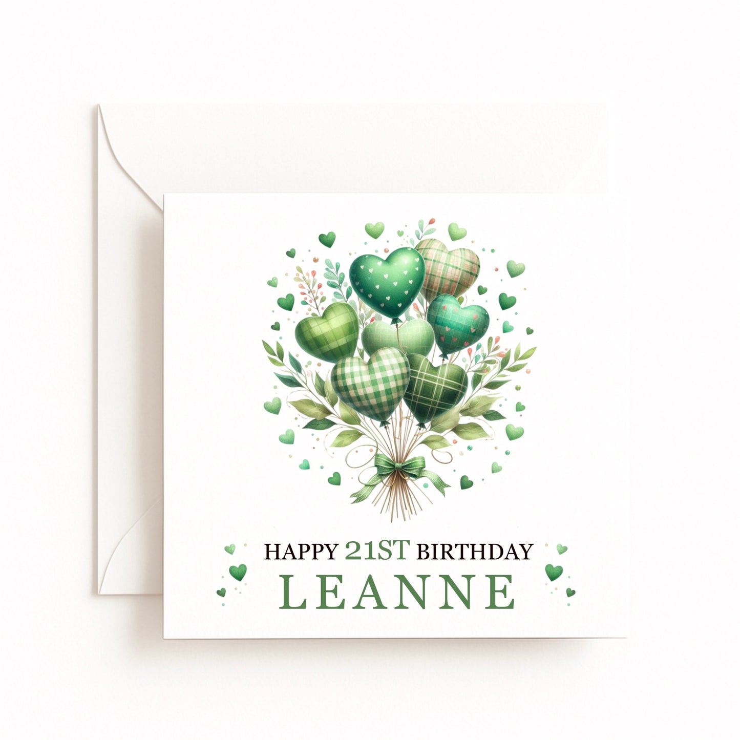 Personalised Birthday Green Balloon Card