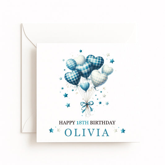 Personalised Birthday Blue Balloon Card
