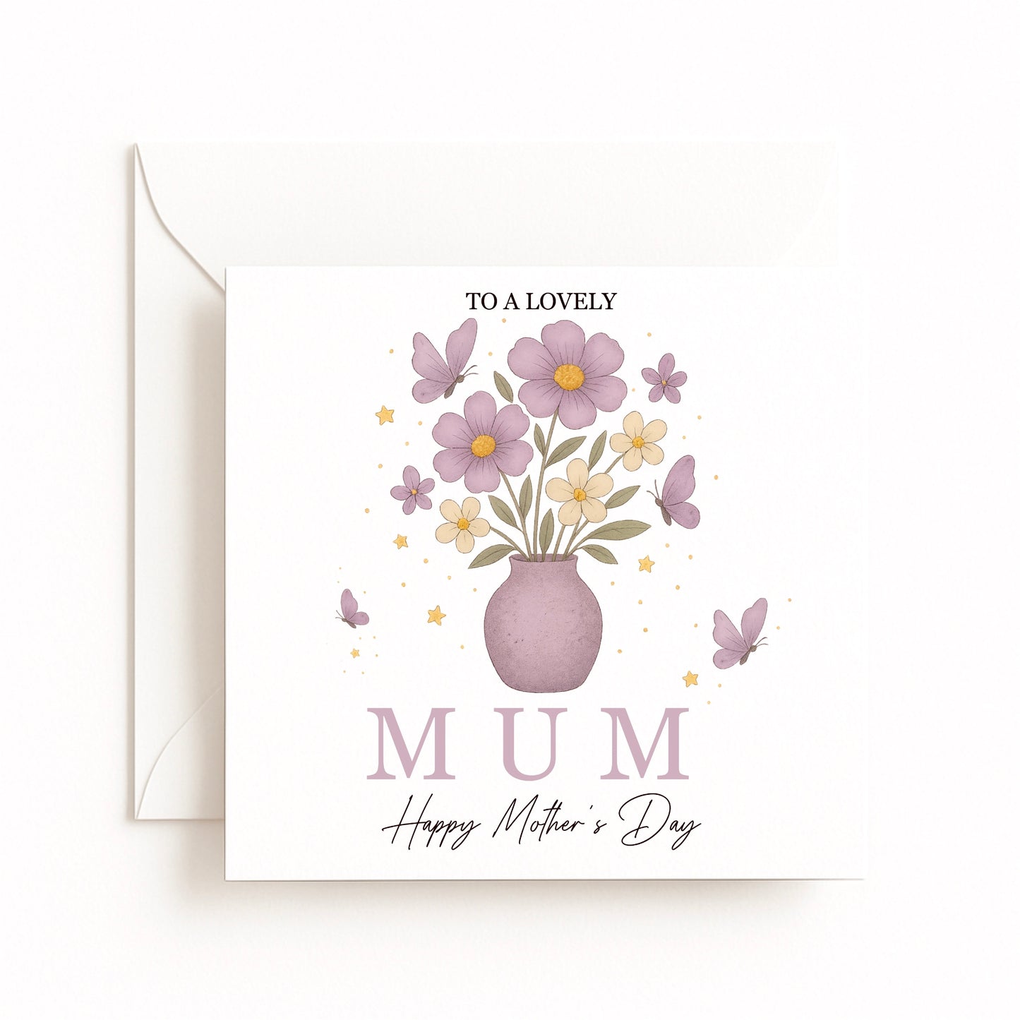 Purple Flowers in Vase Card