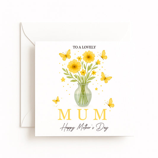 Yellow Flowers in Vase Card