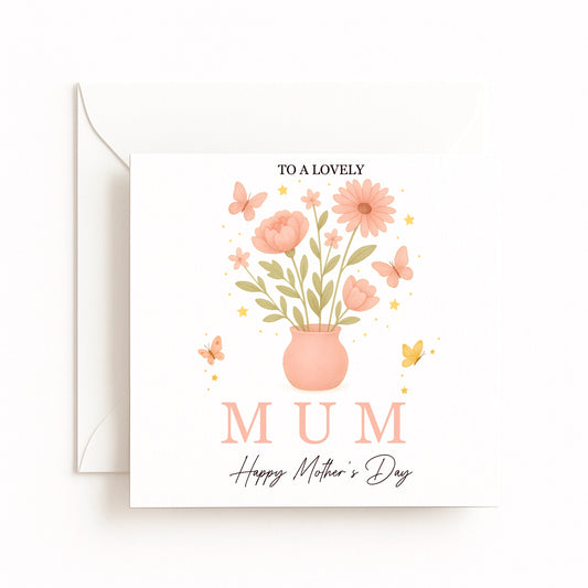 Pink Flowers in Vase Card