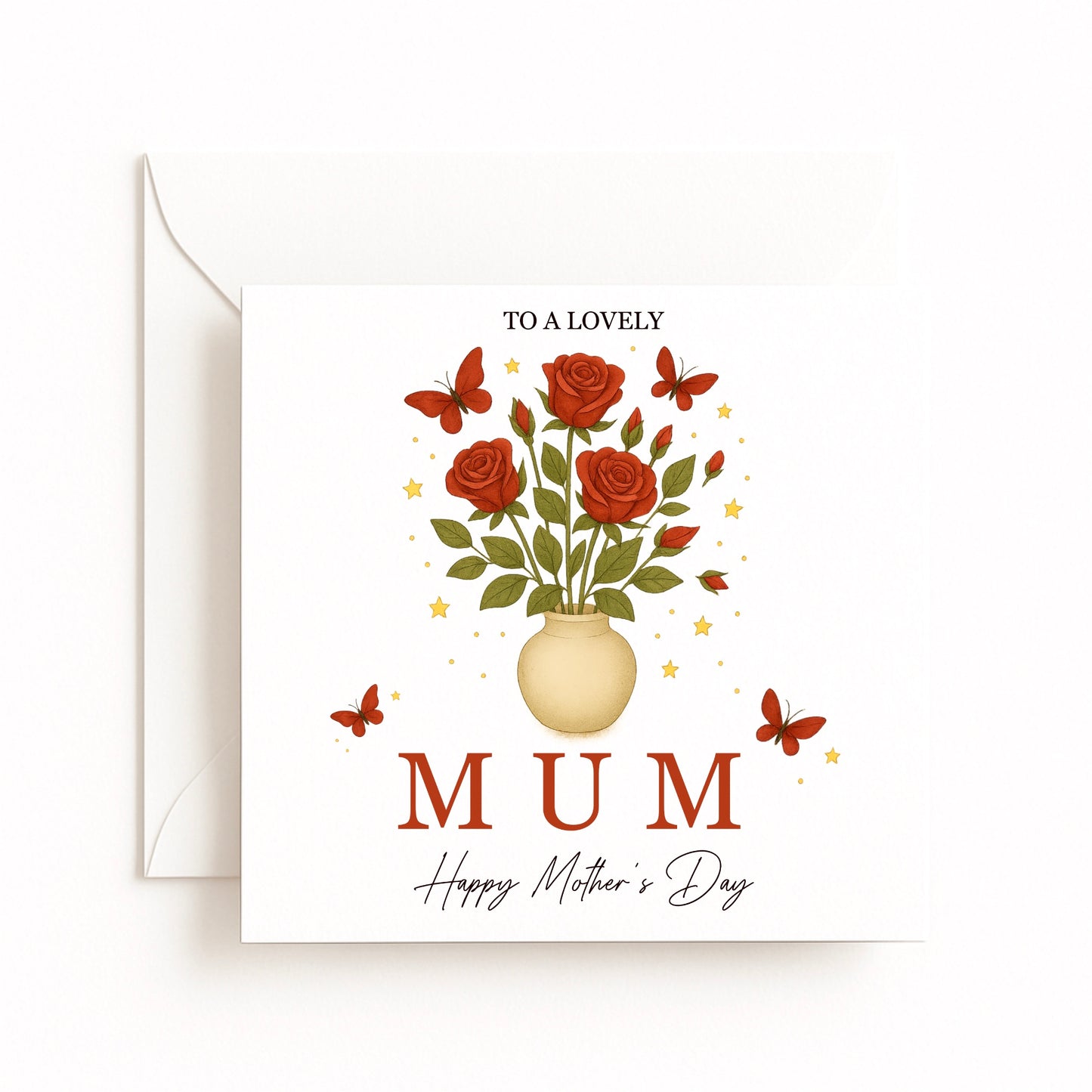 Red Roses & Butterflies Card