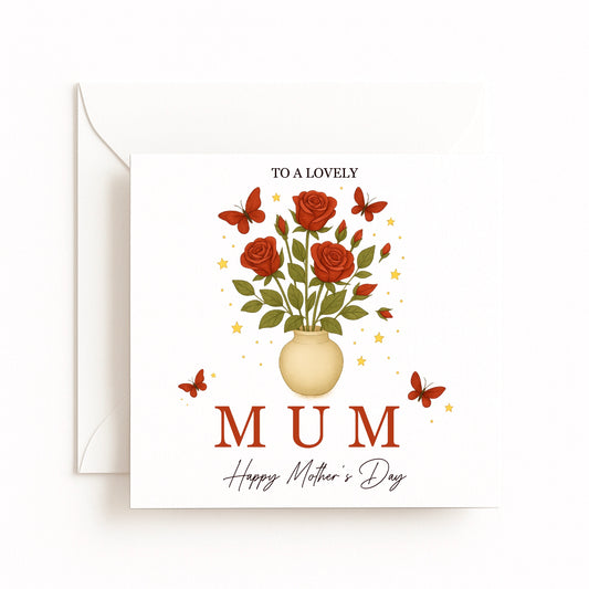 Red Roses & Butterflies Card