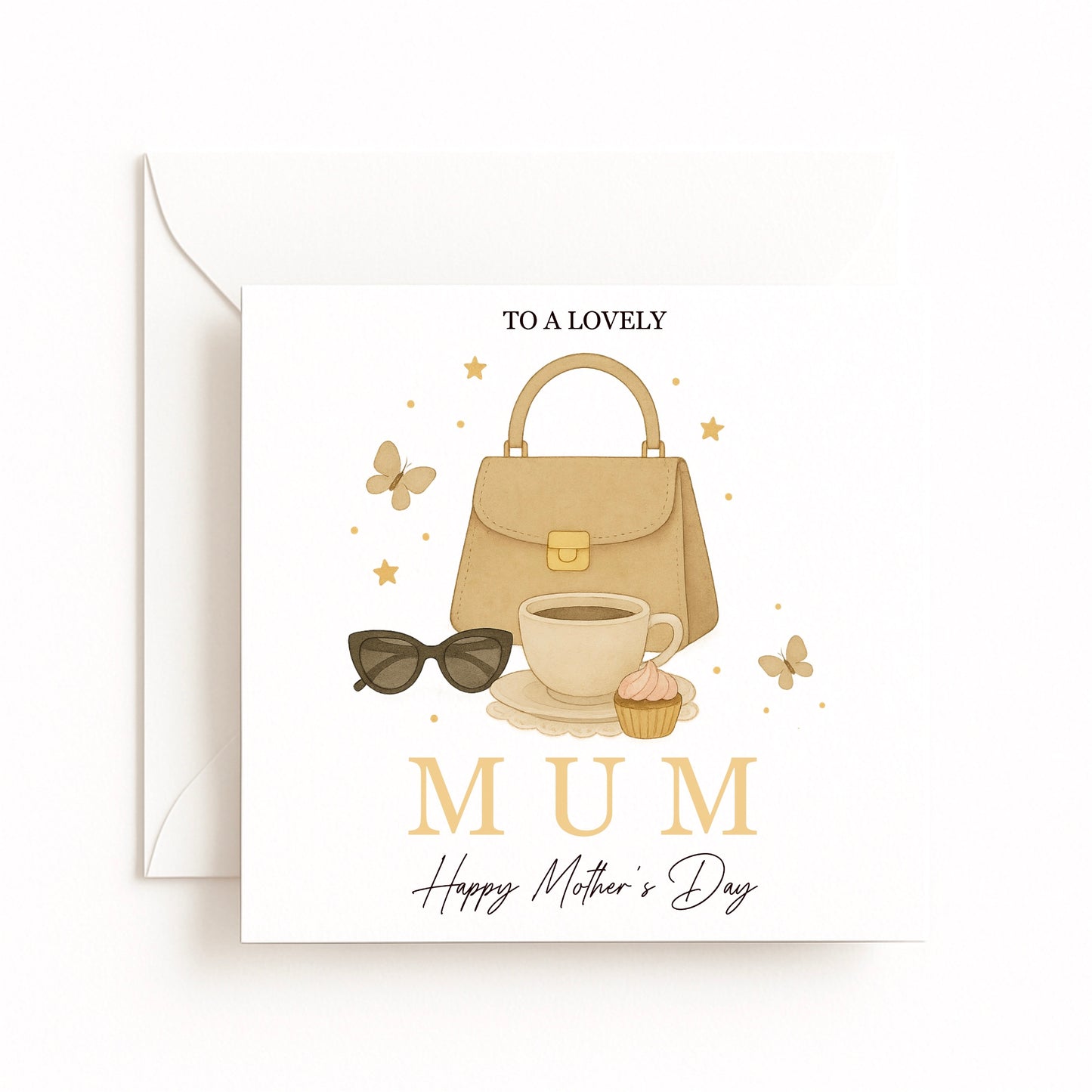 Neutral Handbag, Coffee & Cupcake Mother’s Day Card