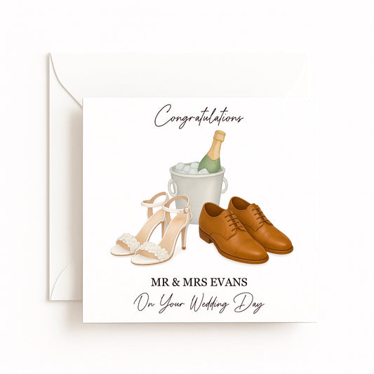 Bride & Groom Shoes with Champagne Card