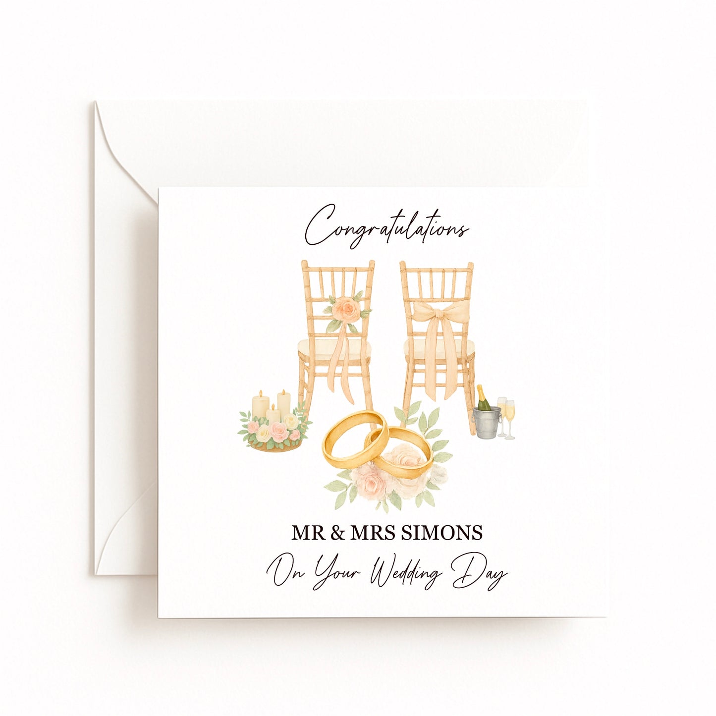 Wedding Chairs & Rings Card