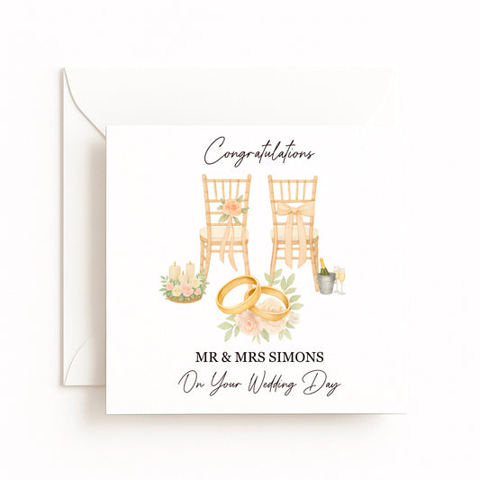 Wedding Chairs & Rings Card