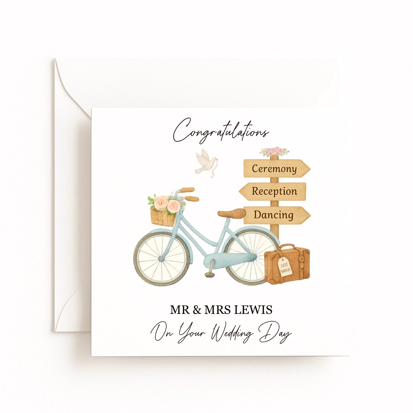 Bicycle & Wedding Signs Card