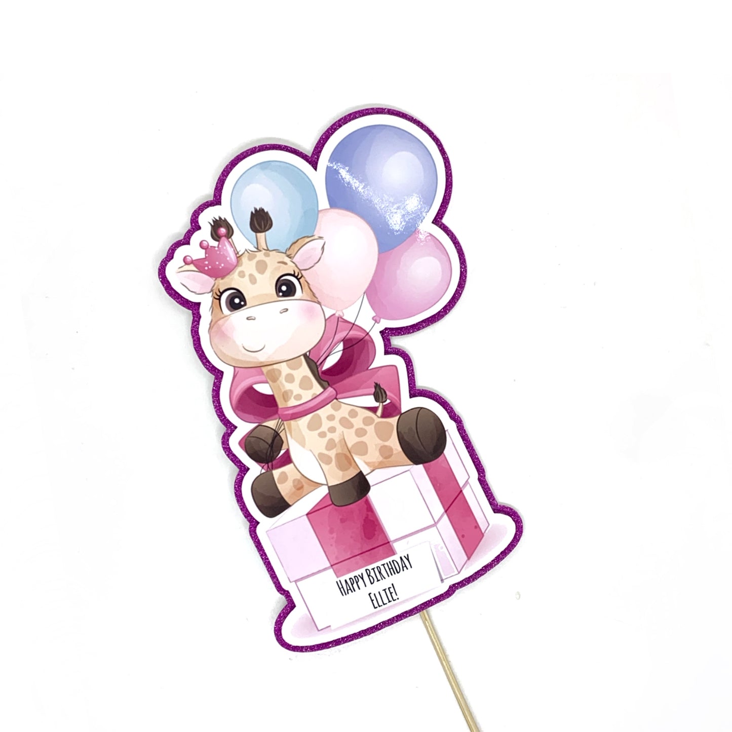 Birthday Giraffe Pink Cake Topper