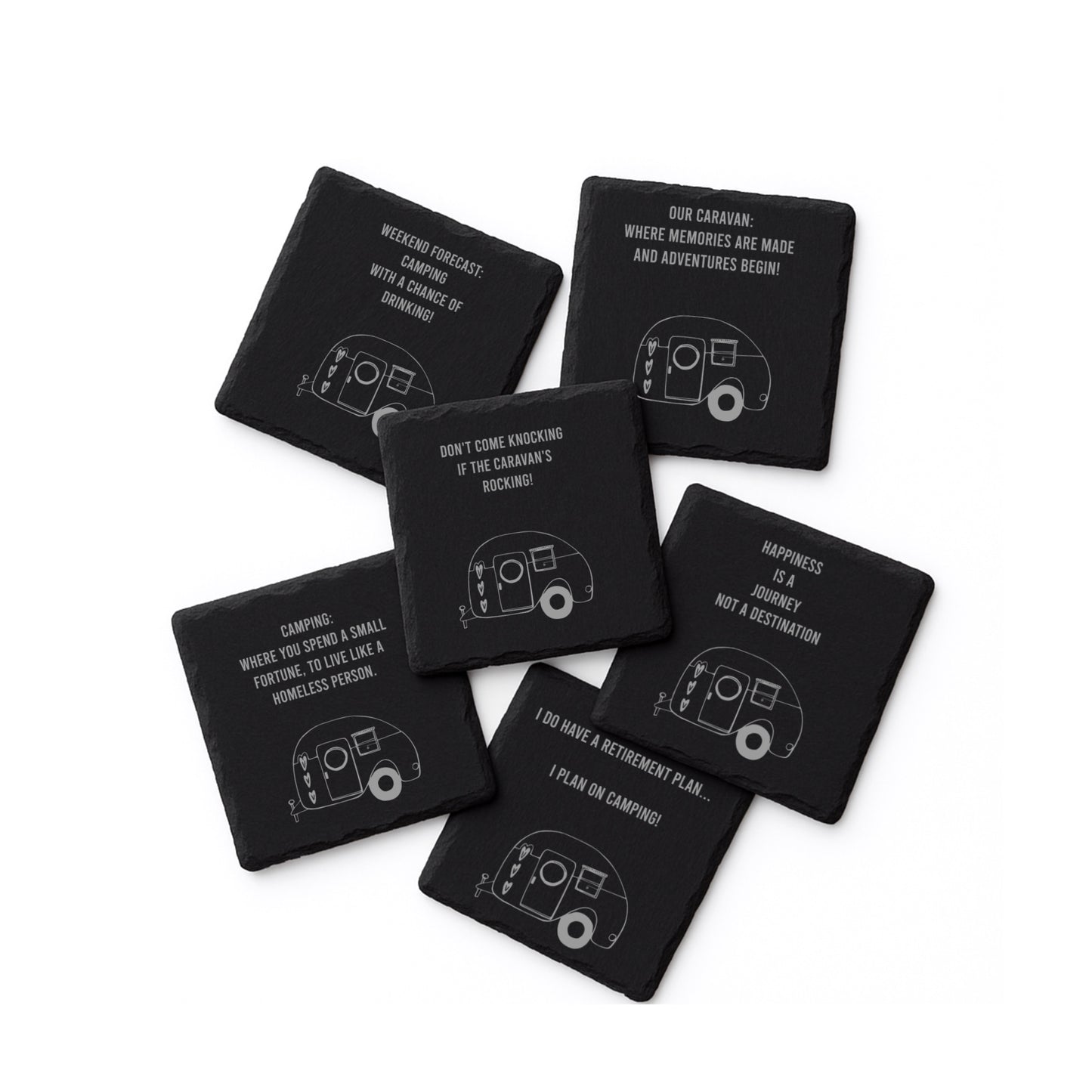 Caravan Themed Slate Coasters