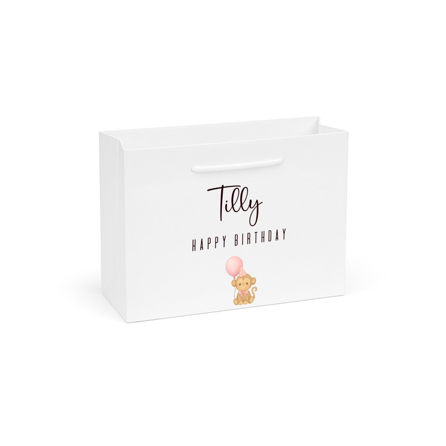Personalised Pink Monkey Birthday Gift Bag