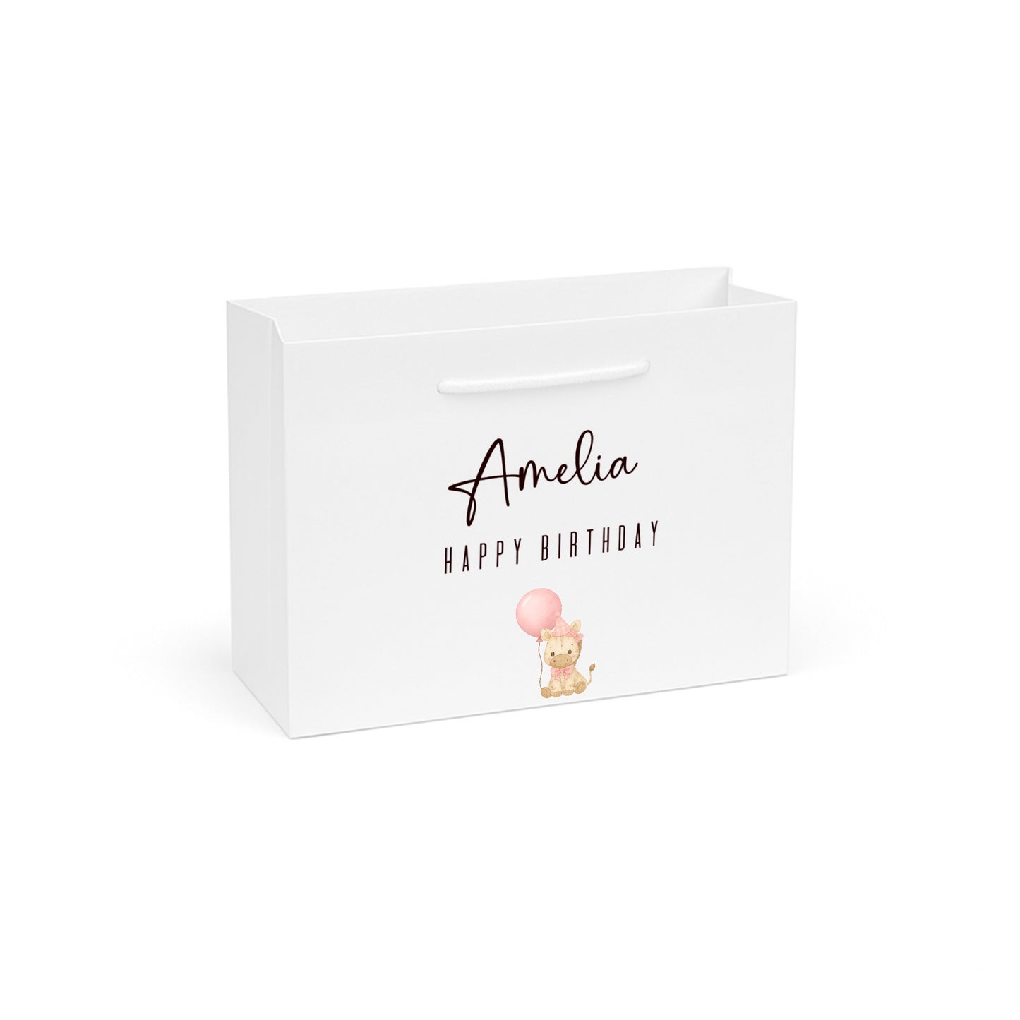 Personalised Pink Zebra Birthday Gift Bag
