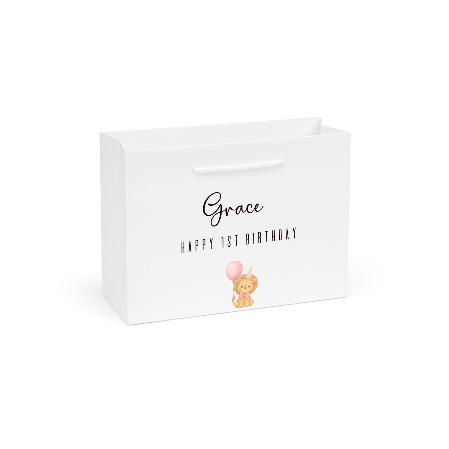Personalised Pink Lion Birthday Gift Bag