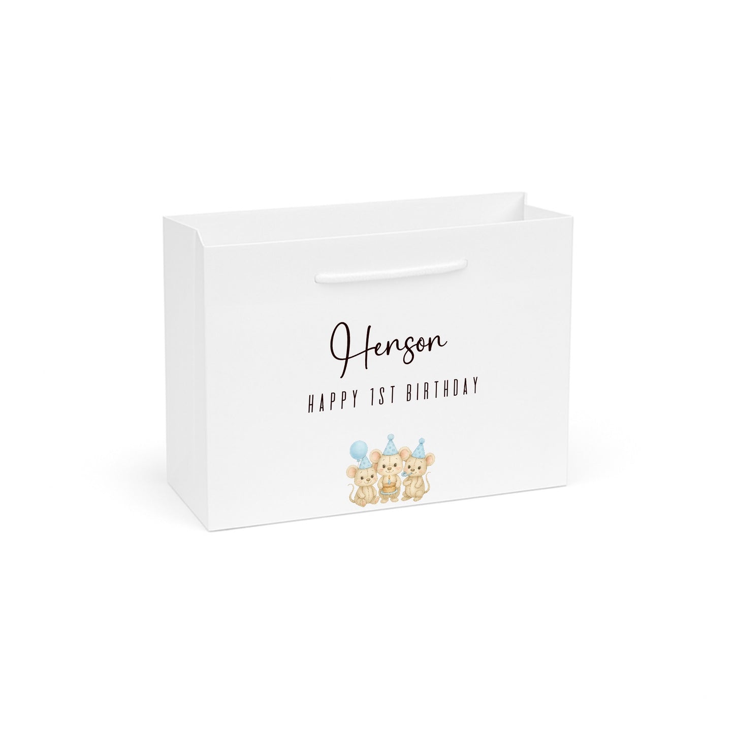 Personalised Blue Mice Birthday Gift Bag