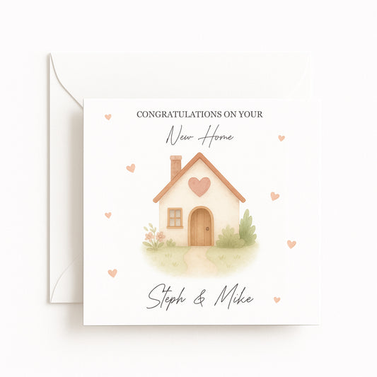 Personalised New Home Heart Cottage Card