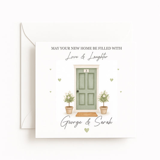 Personalised New Home Green Door Card