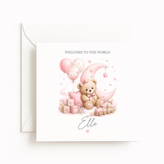Baby Girl Moon Card