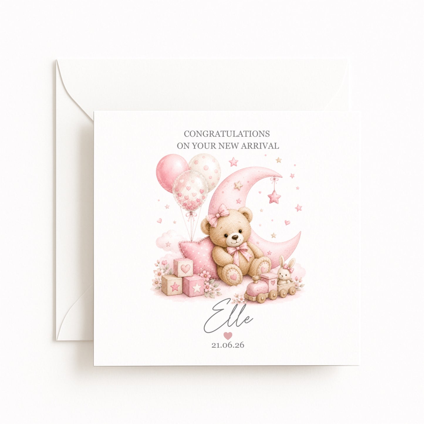 Baby Girl Moon Card