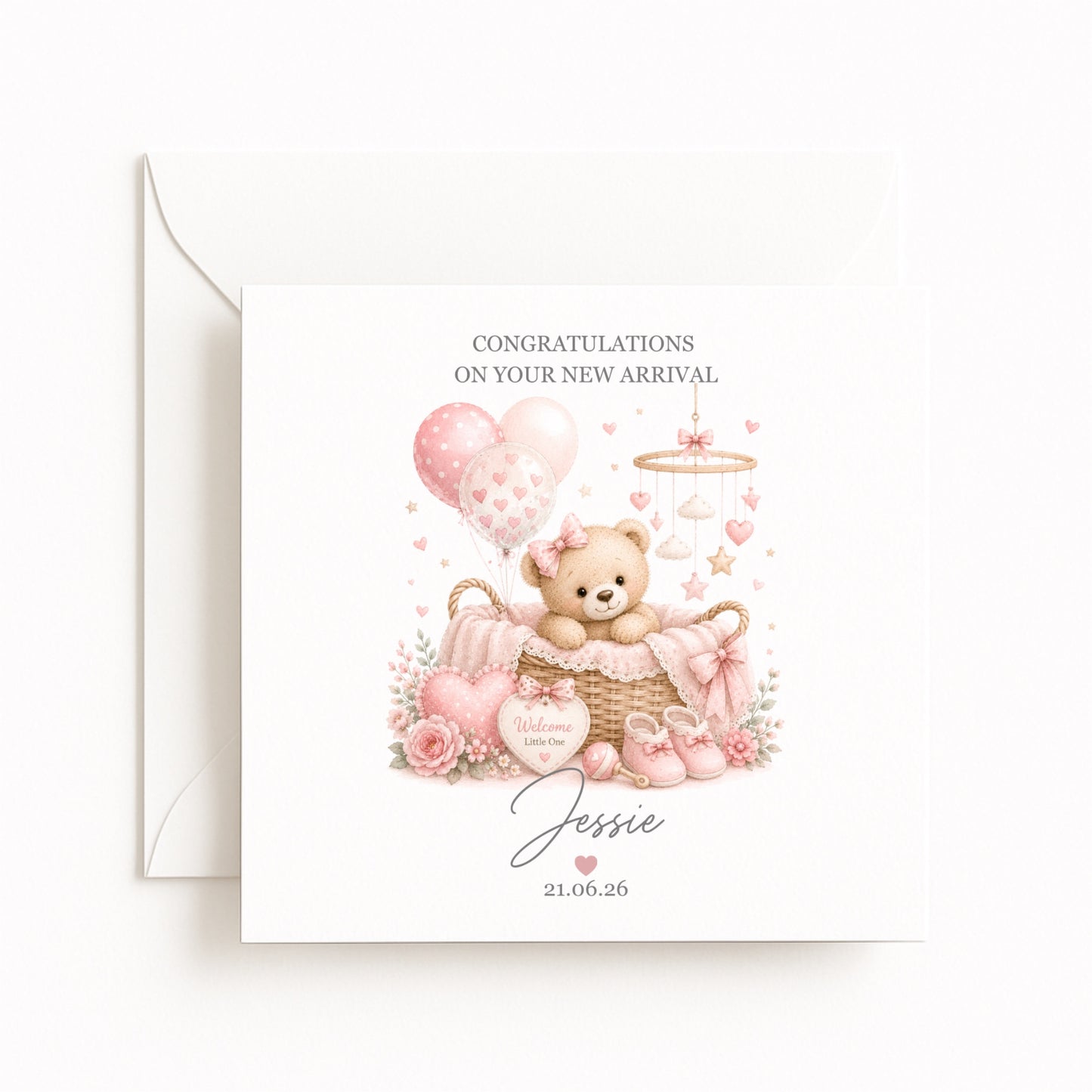 Bear Basket Baby Girl Card