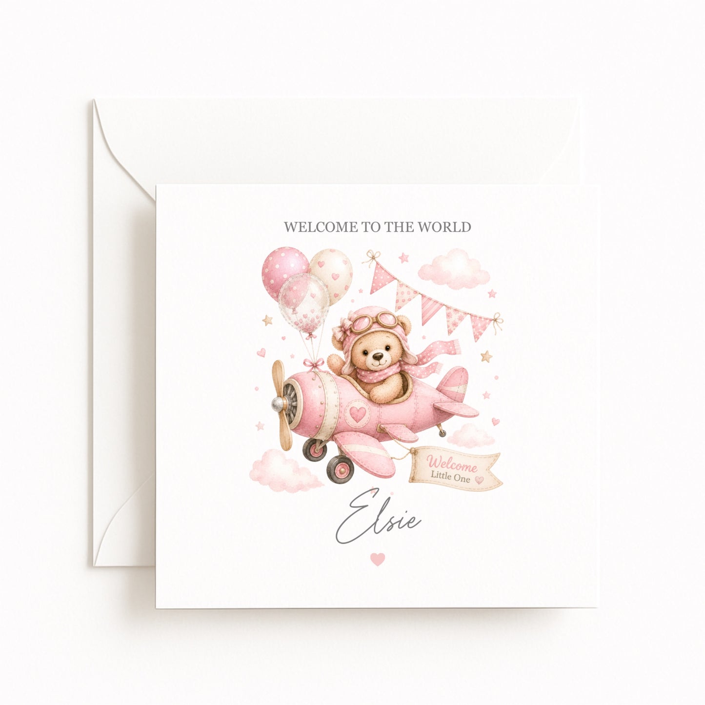 Baby Girl Plane Card