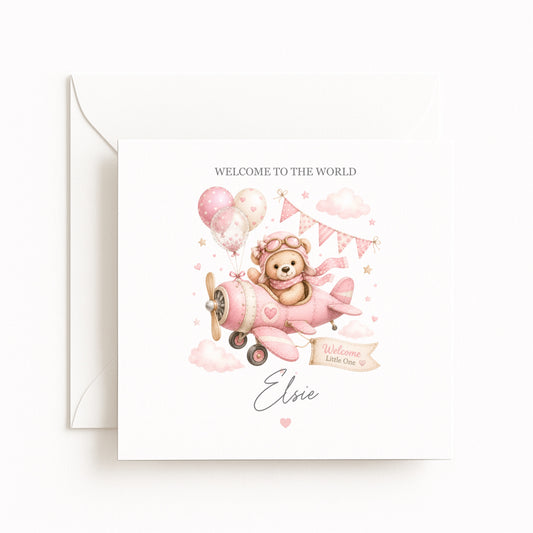 Baby Girl Plane Card