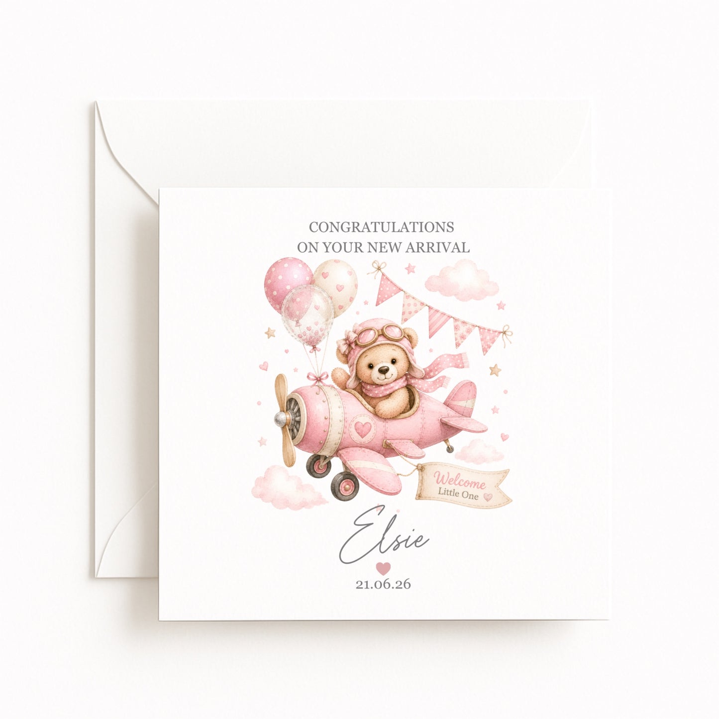 Baby Girl Plane Card