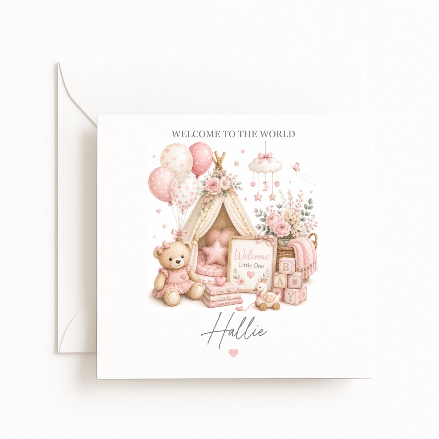 Pink Teepee Baby Girl Card